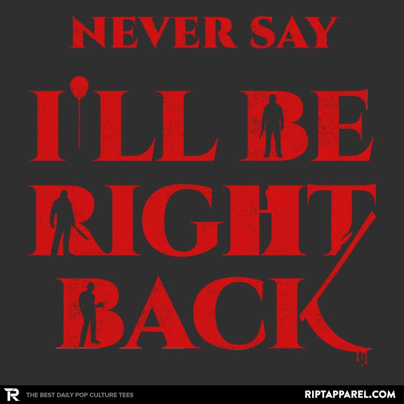 Never Say I'll Be Right Back