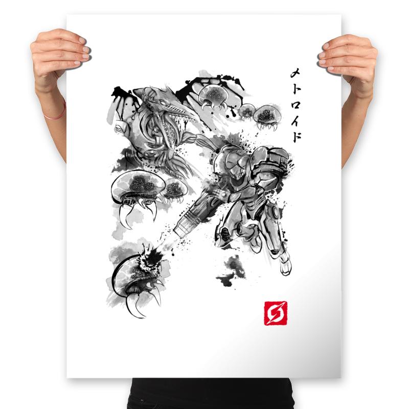 Attack of the Space Pirates Sumi-e - Sumi Ink Wars