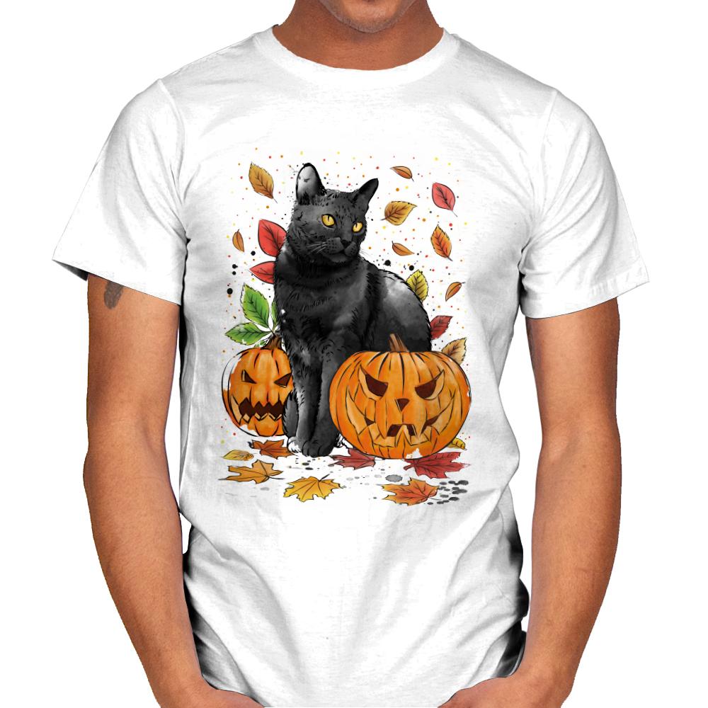 Cat Leaves and Pumpkins