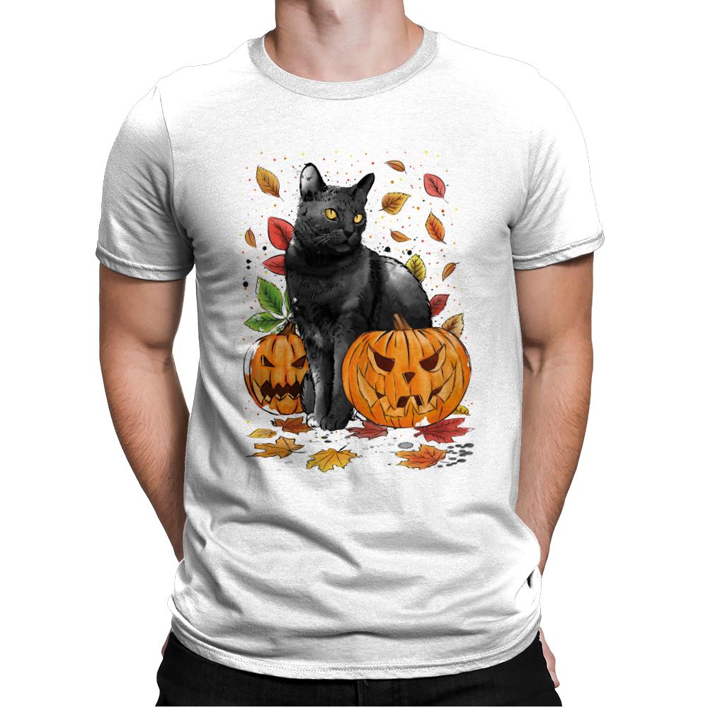Cat Leaves and Pumpkins