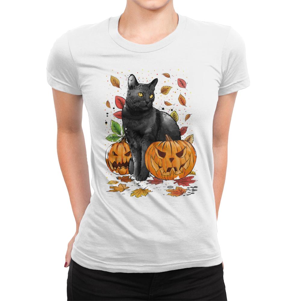 Cat Leaves and Pumpkins