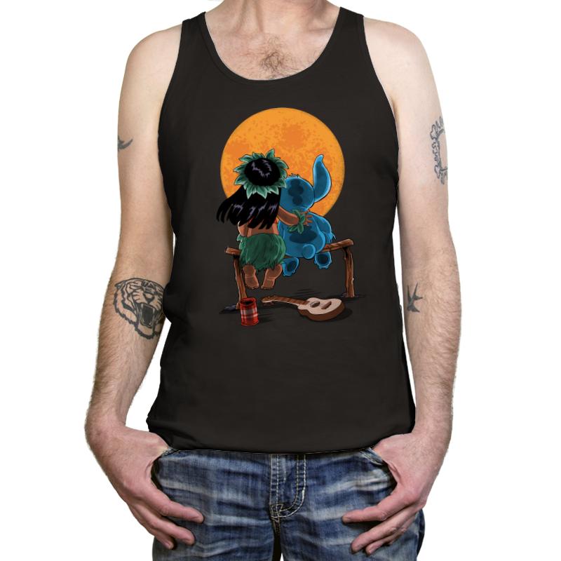 Alien and Girl Gazing at the Moon