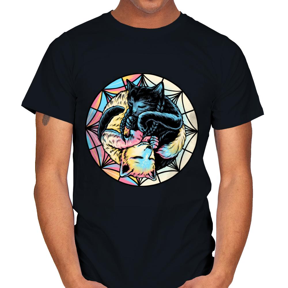 Black Cat and Colorful Wolf