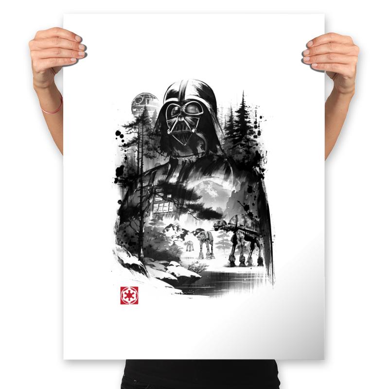 Dark Lord in the Snow Planet Sumi-e