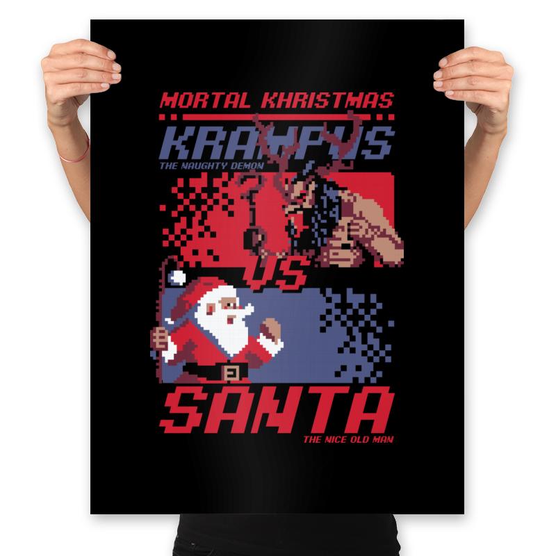 Christmas Fight - Pixel Santa vs Krampus - Shirt Club