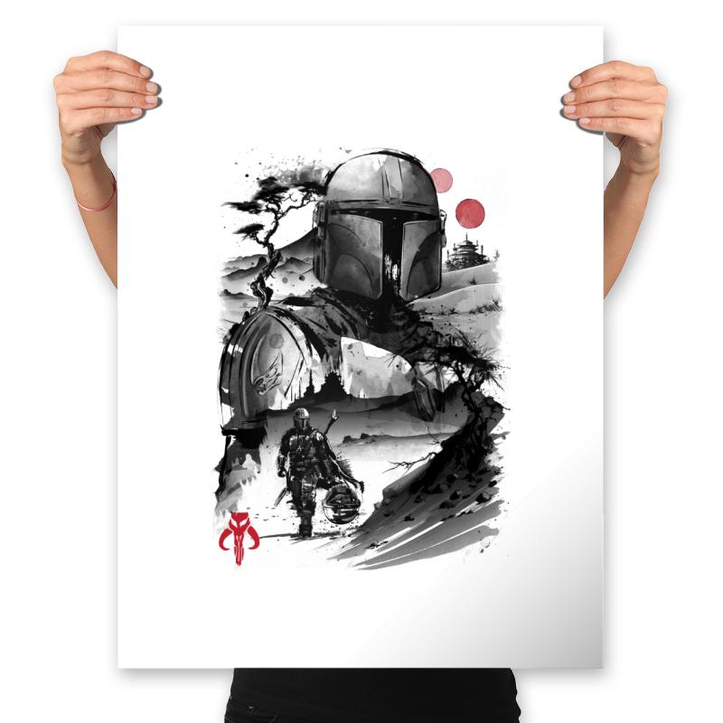 Bounty Hunter in the Desert Planet Sumi-e