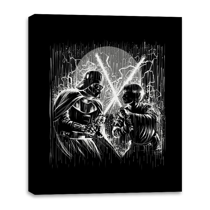 Father and Son Under the Rain