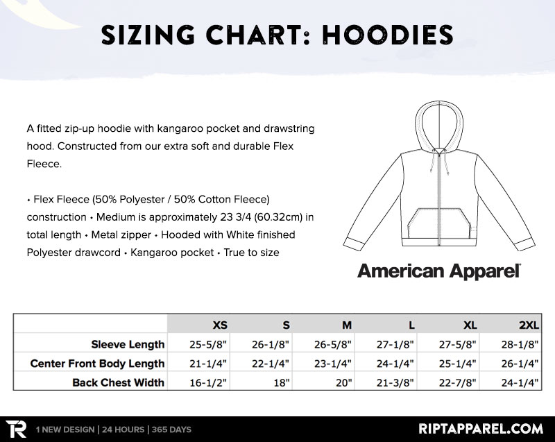 Youth Medium Hoodie Size Chart