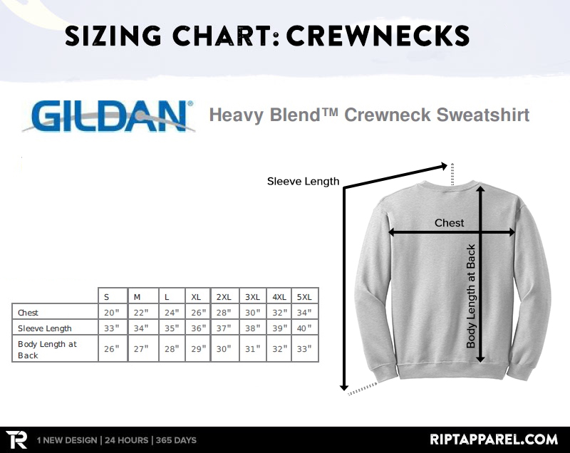 Gildan Zip Hoodie Size Chart